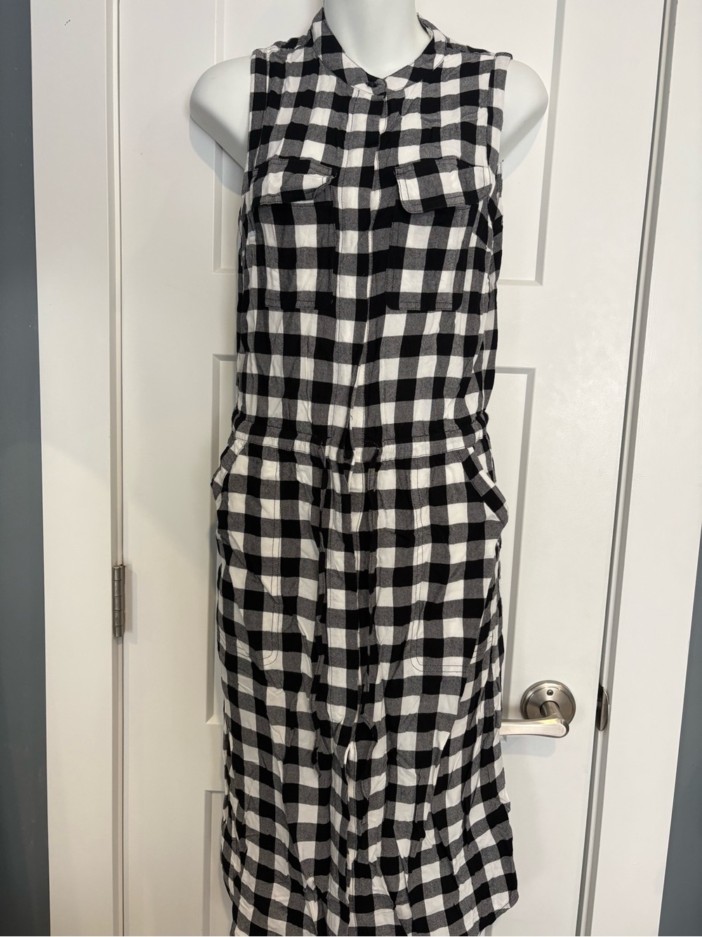 Banana Republic Black & White Sleeveless Jumpsuit